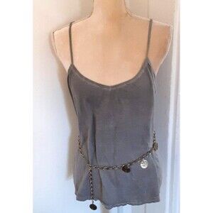 Vintage Gold Tone Chain Belt 35” Coin Charm Dangle Adjustable Boho Retro